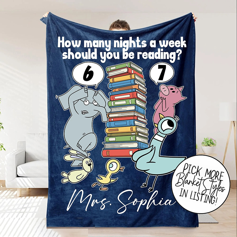 Personalized Name Funny Six Seven Reading Teacher Blanket