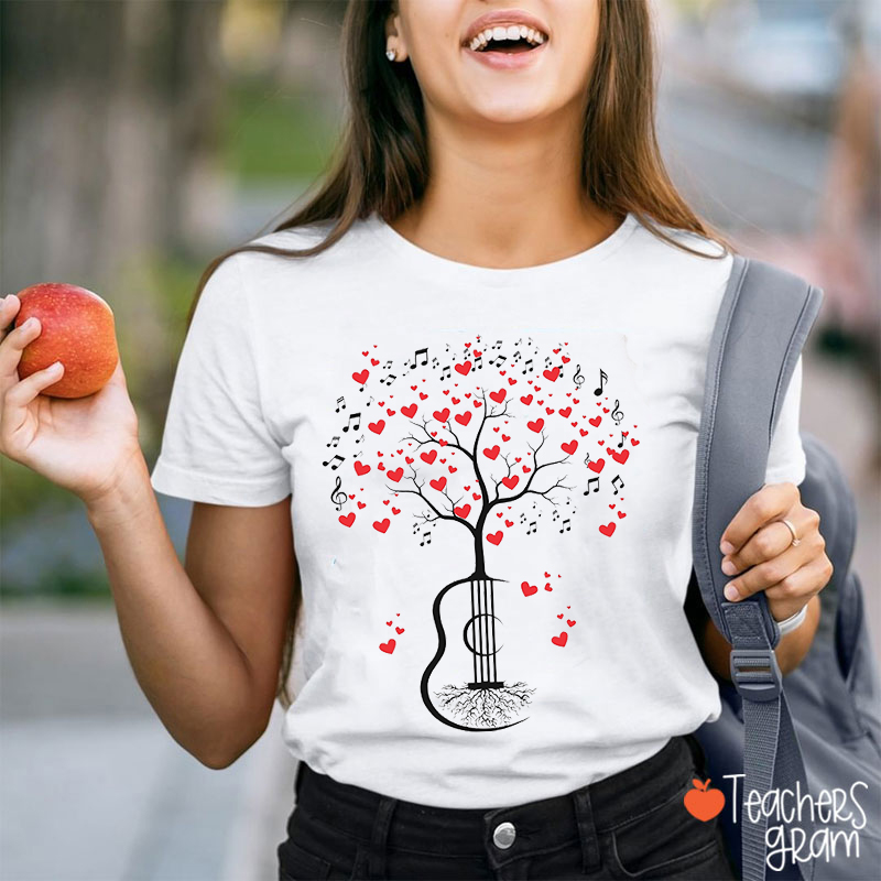 Guitar Tree Love Music Notes Music Teacher T-Shirt