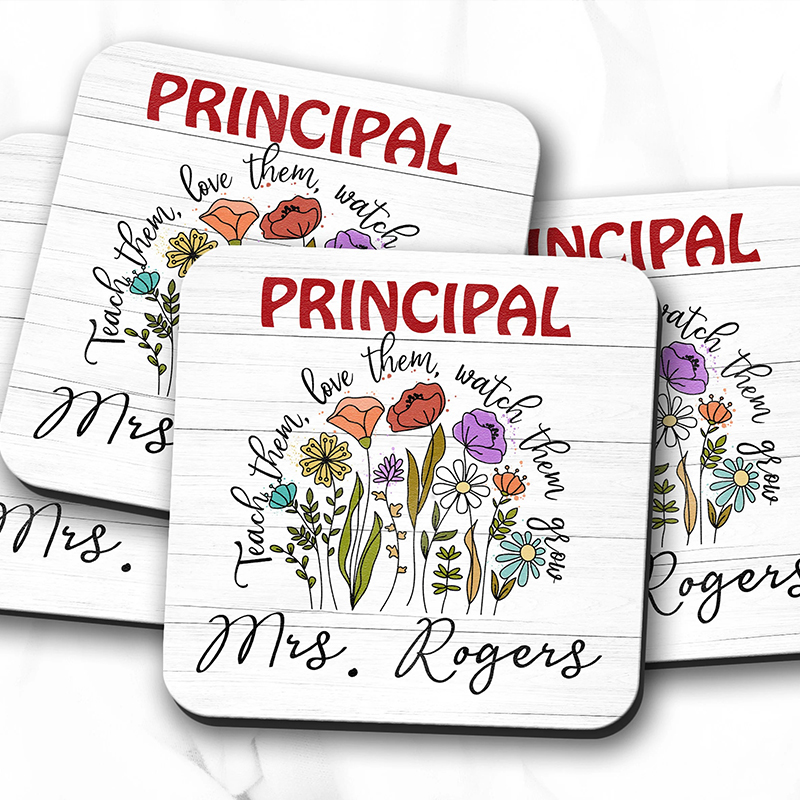 Personalized Name Teach Them Love Them Watch Them Grow Teacher Coasters