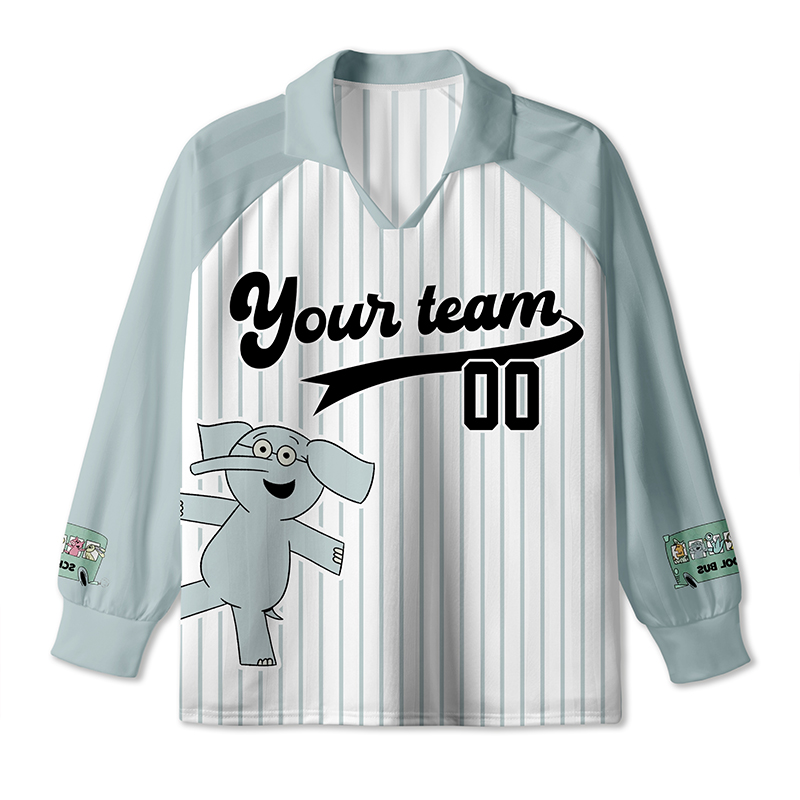 Personalized Team Name And Number Gray Elephant Teacher Long Sleeve Collar Jersey