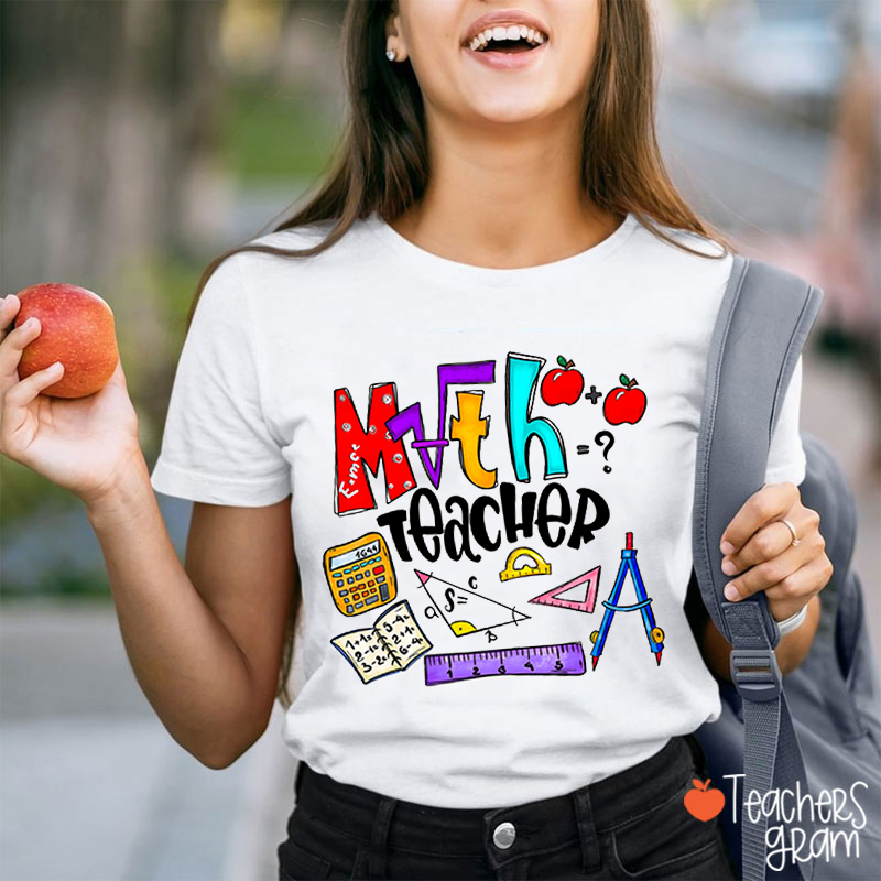 Math Teacher Cute Math Icons Teacher T-Shirt