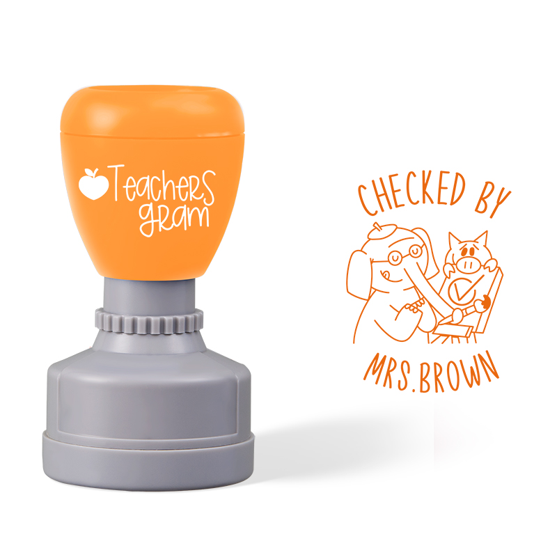 Personalized Name Checked By Teacher Stamp