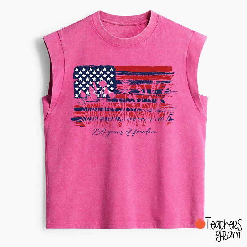 Land Of The Free Home Of The Brave Teacher Washed Tank Top