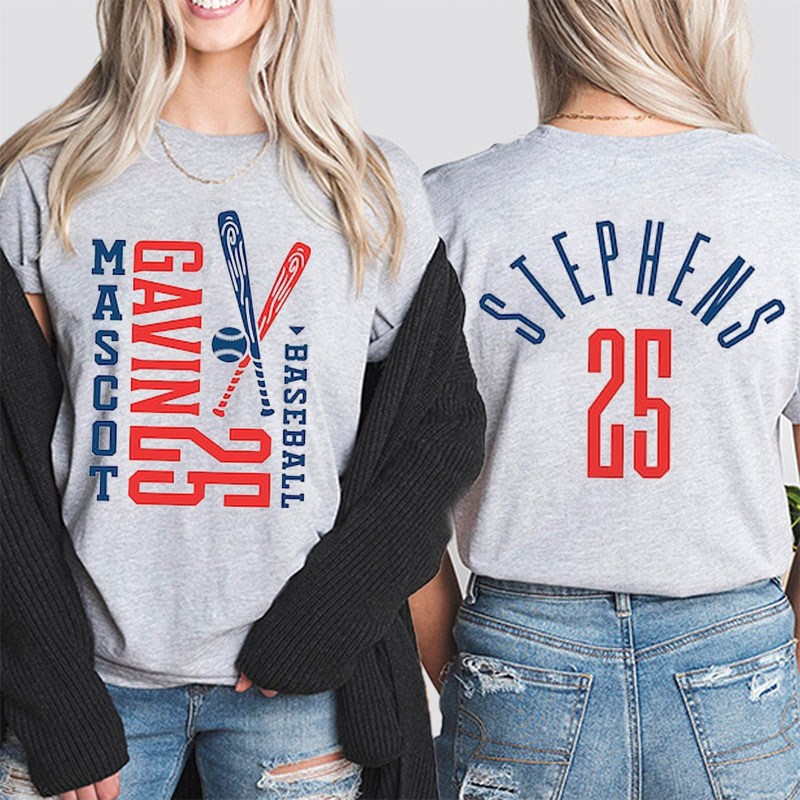 Personalized Mascot Name And Number Softball Teacher Two Sided T-Shirt