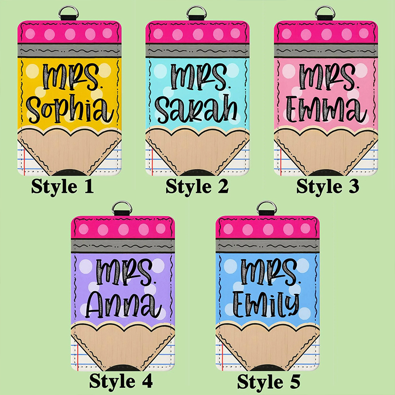 Personalized Name Pencil Back to School Teacher Card Holder