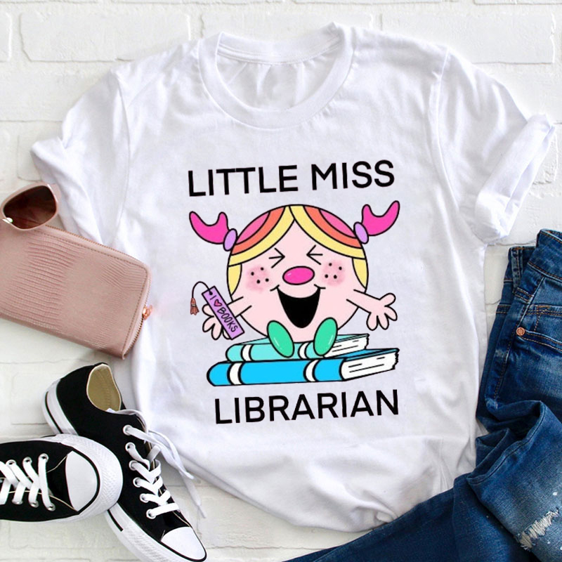 I Love Books Little Miss Librarian Teacher T-Shirt
