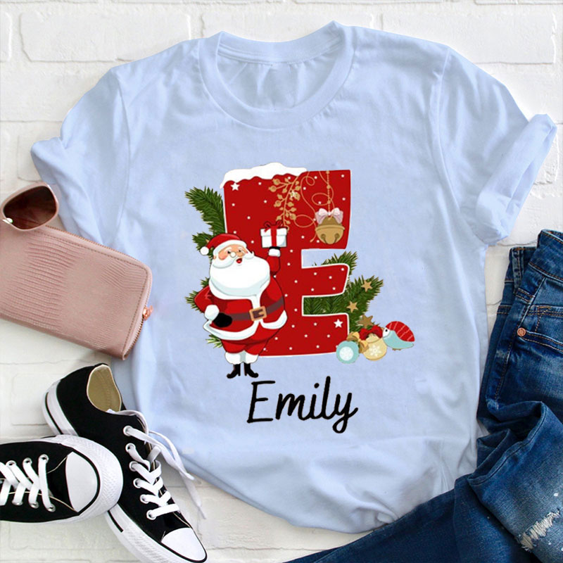 Personalized Name Ho Ho Ho Christmas Teacher T-Shirt