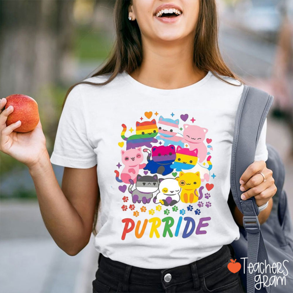 Rainbow Cats Purride Teacher T-Shirt