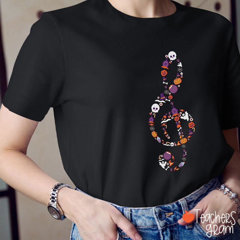 Music Note Symbol Halloween For Music Teacher T-Shirt