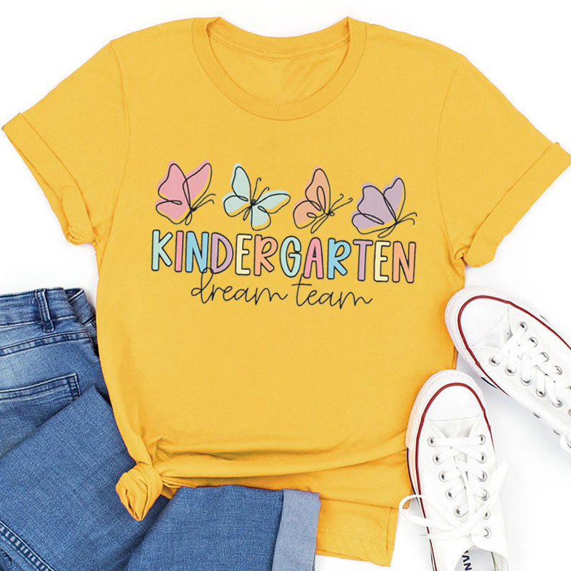 Personalized Colorful Bufferflies Dream Team Teacher T-Shirt