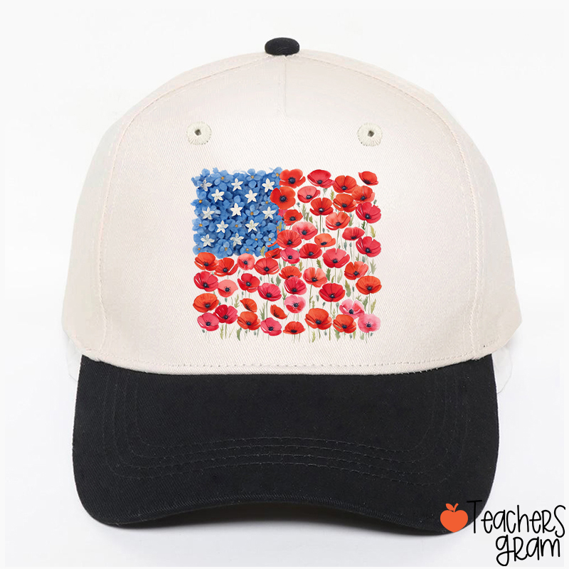 Floral USA Flag 250th Anniversary Teacher Baseball Cap