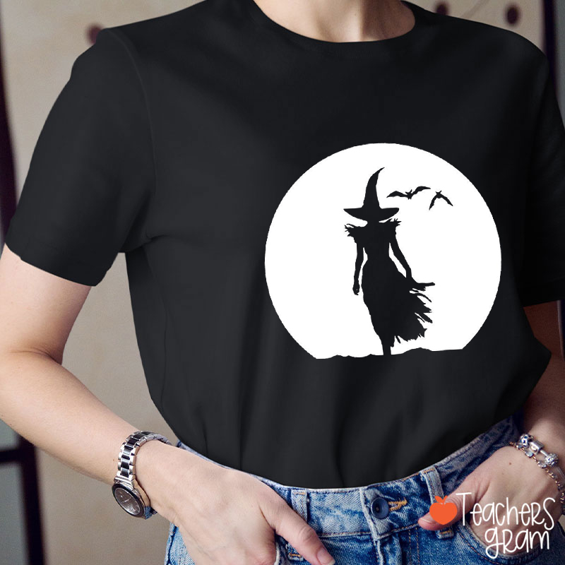 Witch Bat Halloween Teacher T-Shirt