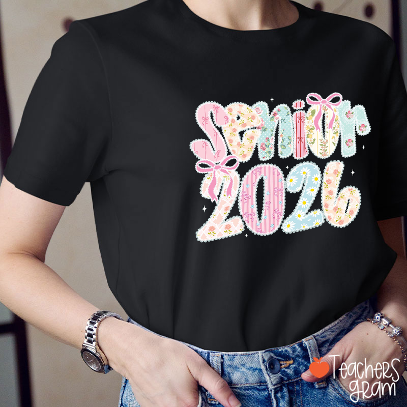 Personalized Grade Number Lace Bow Floral Teacher T-Shirt