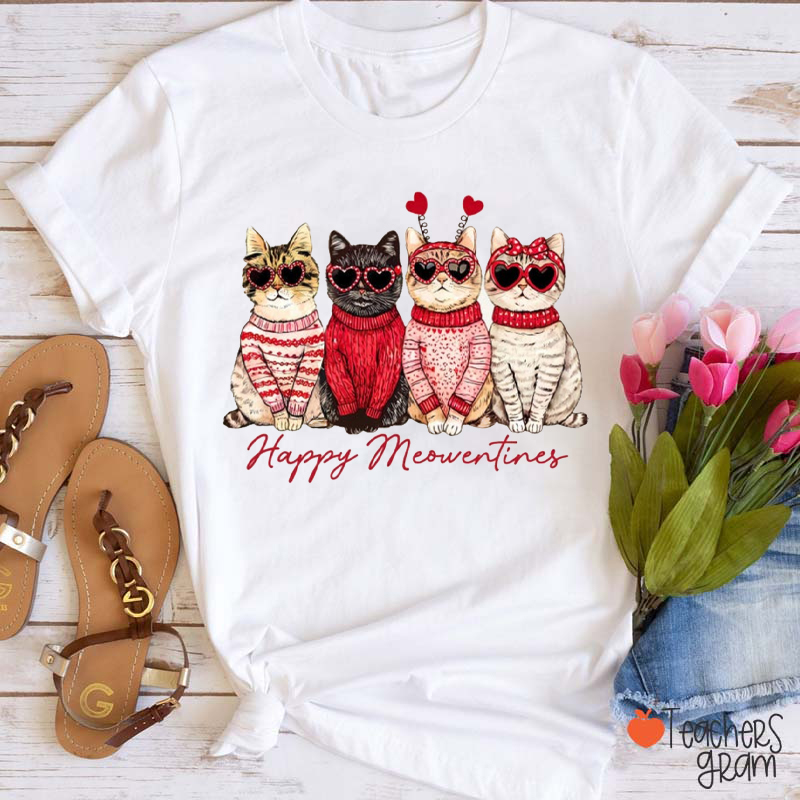 Happy Meowentines Teacher T-Shirt