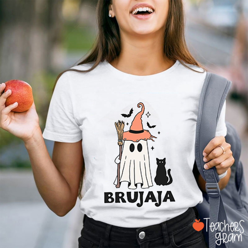 Brujaja Halloween Cat Teacher T-Shirt