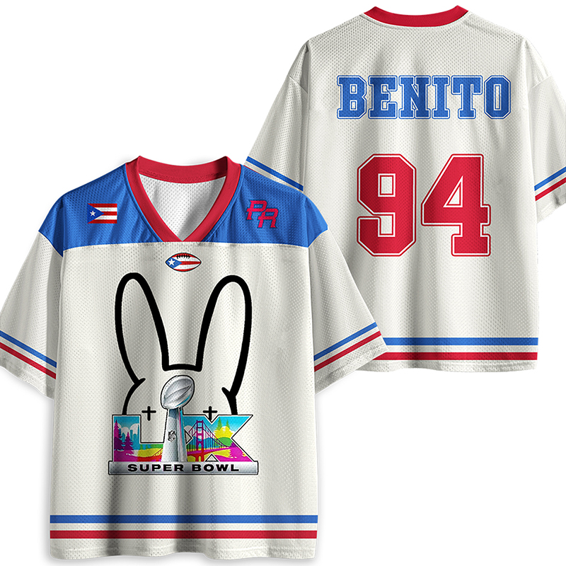 Personalized Super Bowl Bad Bunny Teacher Mesh Jersey