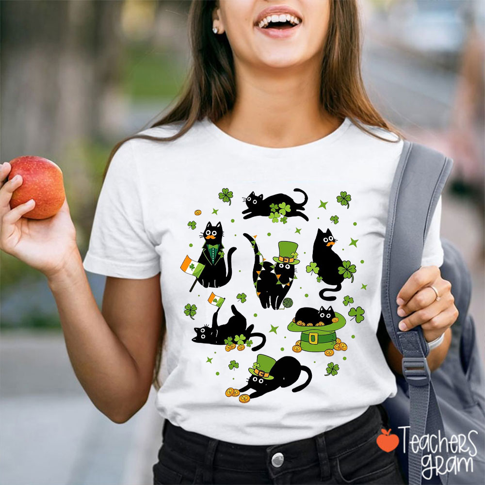 St Patrick's Cats Celebrating Teacher T-Shirt