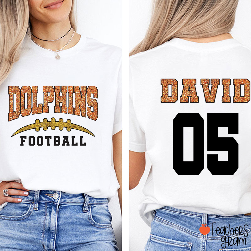 Personalized Mascot And Sport Imitation Glitter Favorite Team Teacher Two Sided T-Shirt