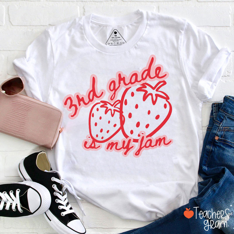 Personalized Strawberry Grade Is My Jam Teacher T-Shirt