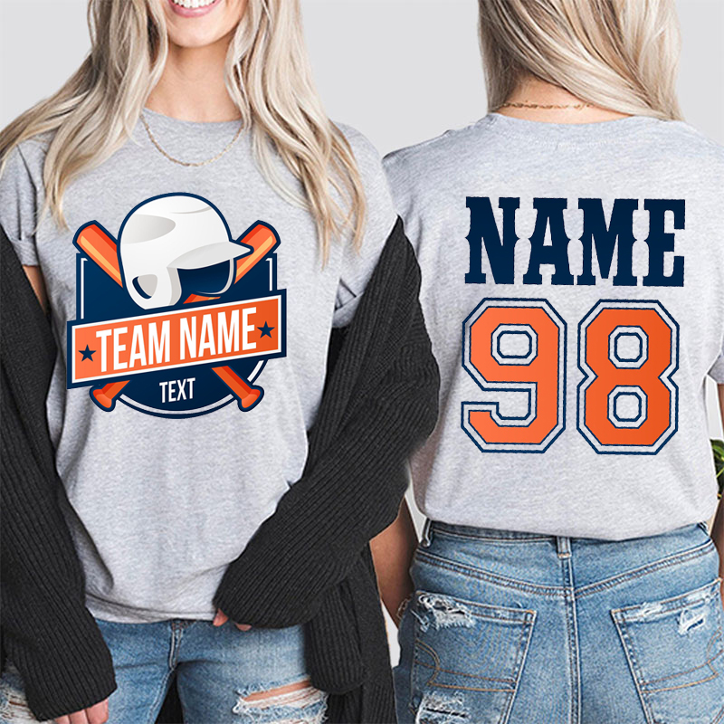 Personalized Mascot And Icon Baseball Teacher Two Sided T-Shirt