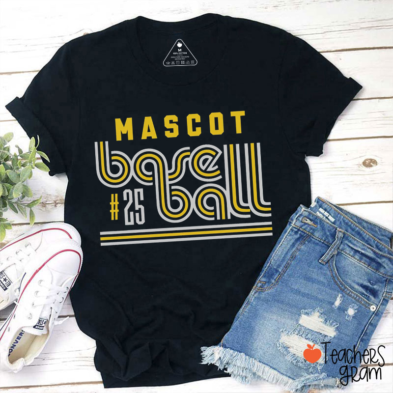 Personalized Mascot And Sport Simple Contrast Color Line Design Teacher T-Shirt