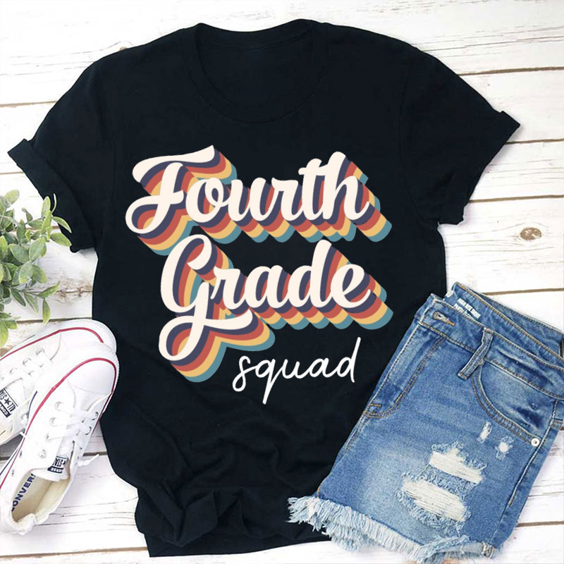 Personalized Retro Text Typography Grade Teacher T-Shirt