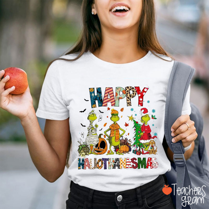 Happy Hallothanksmas Teacher T-Shirt