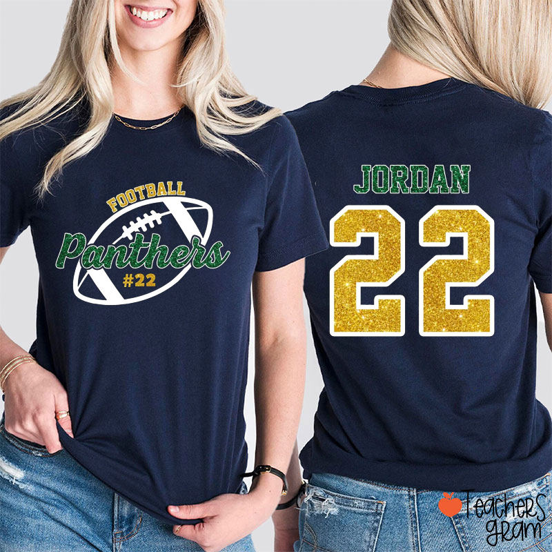 Personalized Mascot And Sport Imitation Glitter Teacher Two Sided T-Shirt