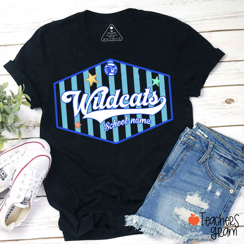 Personalized Mascot Stripes Teacher T-Shirt
