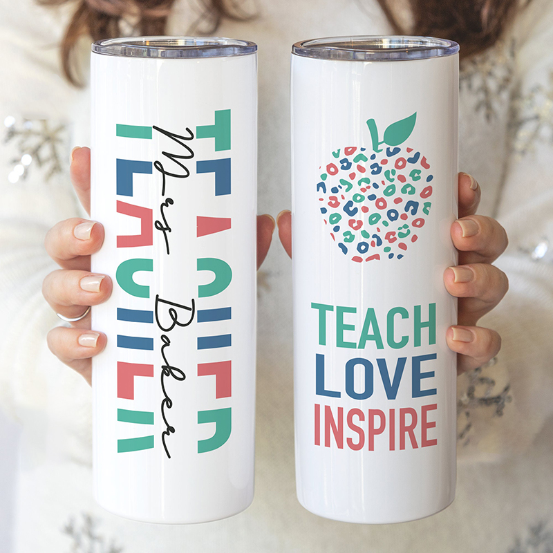 Personalised Name Teach Love Inspire Teacher Tumbler
