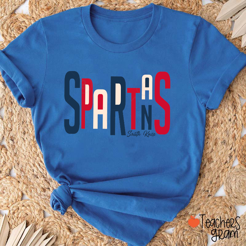 Personalized Mascot Staggered Typography Contrasting Colors Teacher T-Shirt