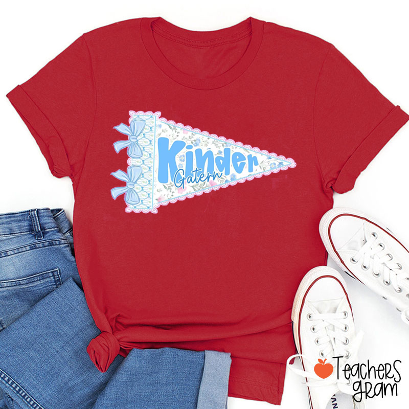 Personalized Grade Lace Pennant Teacher T-Shirt