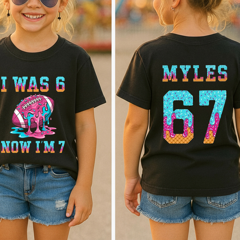 Personalized Sport 7th Birthday Six Seven Class Two Sided T-Shirt