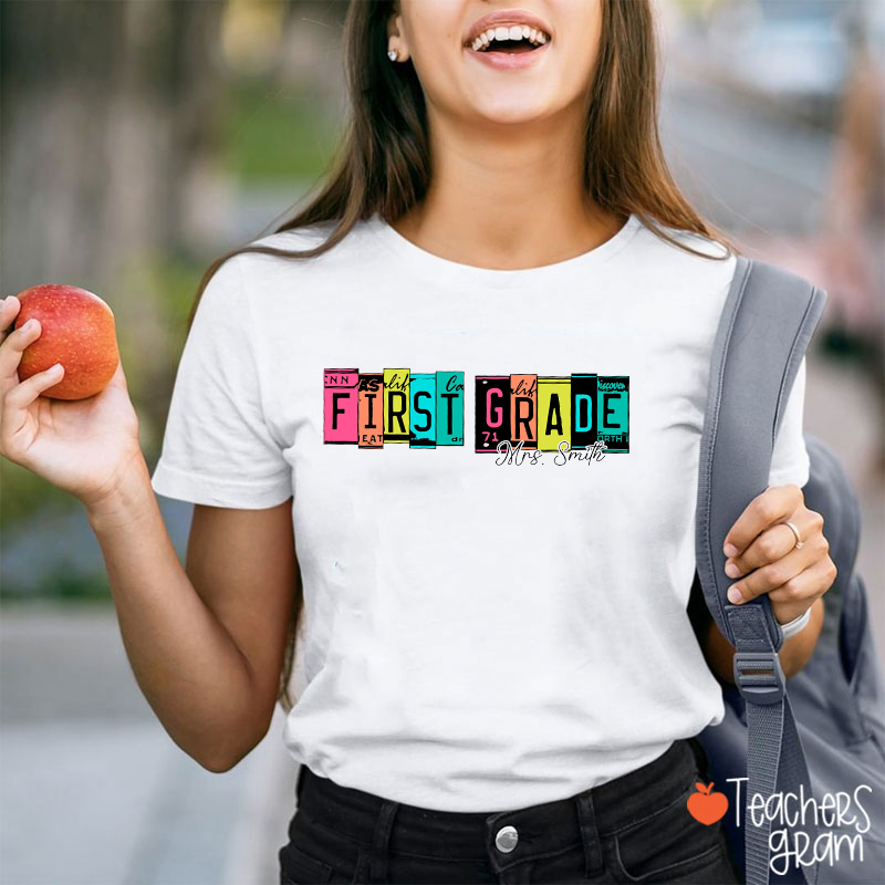 Personalized Grade Name Color English Card Teacher T-Shirt