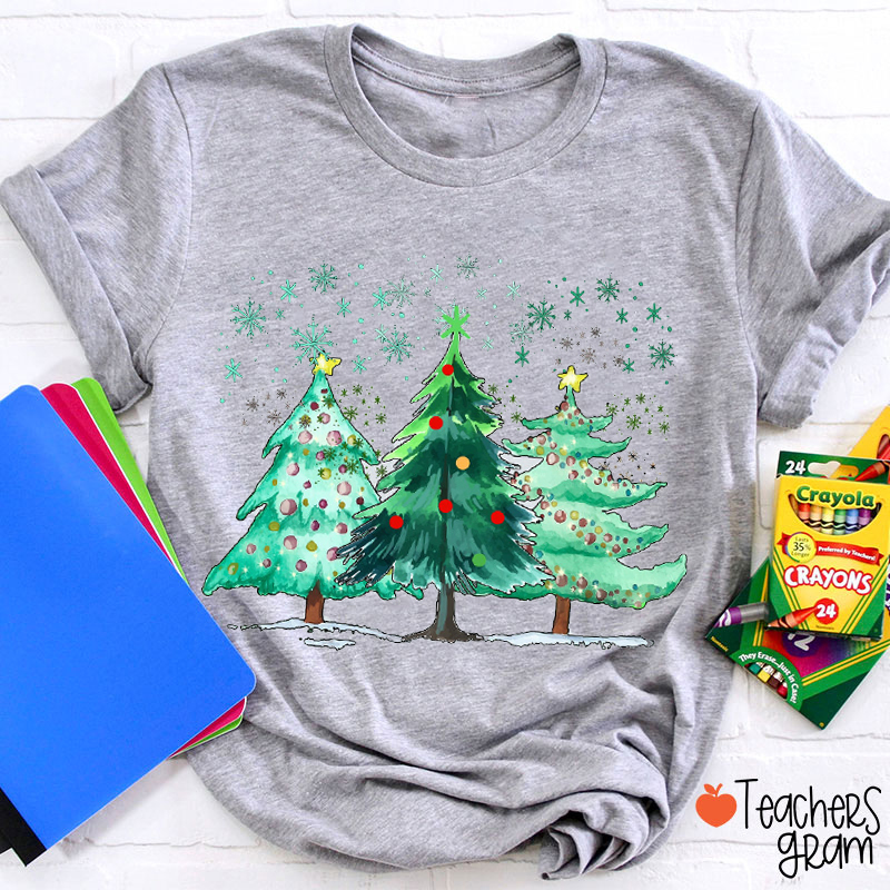Snowflake Christmas Tree Teacher T-Shirt