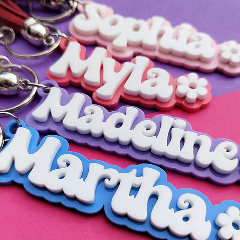 Personalized 3D Printing Acrylic Name Keyring Layered