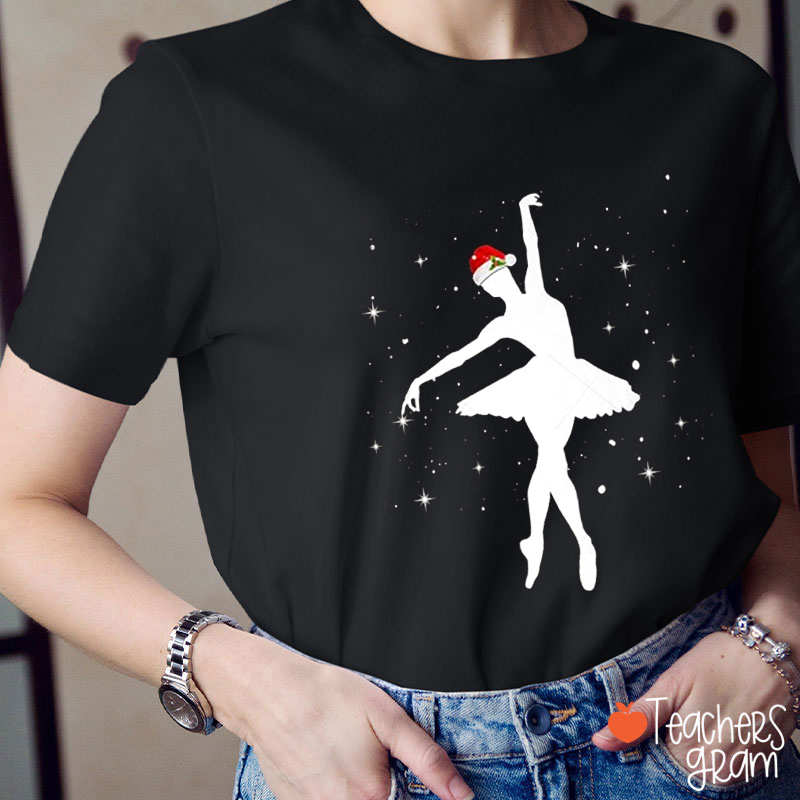 Shiny Ballet Dancer Christmas Teacher T-Shirt