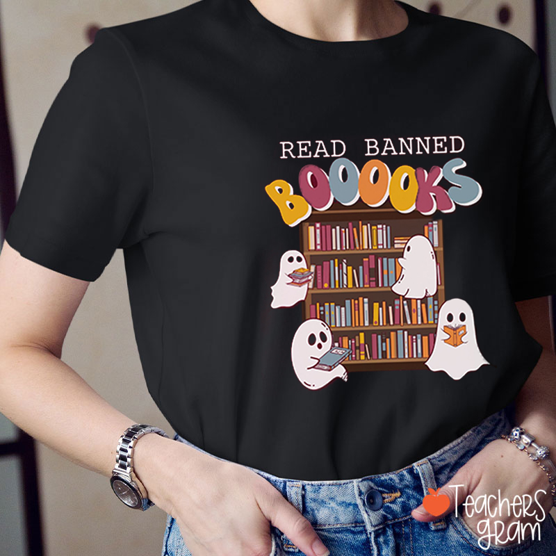 Read Banned Booooks Ghosts Teacher T-Shirt