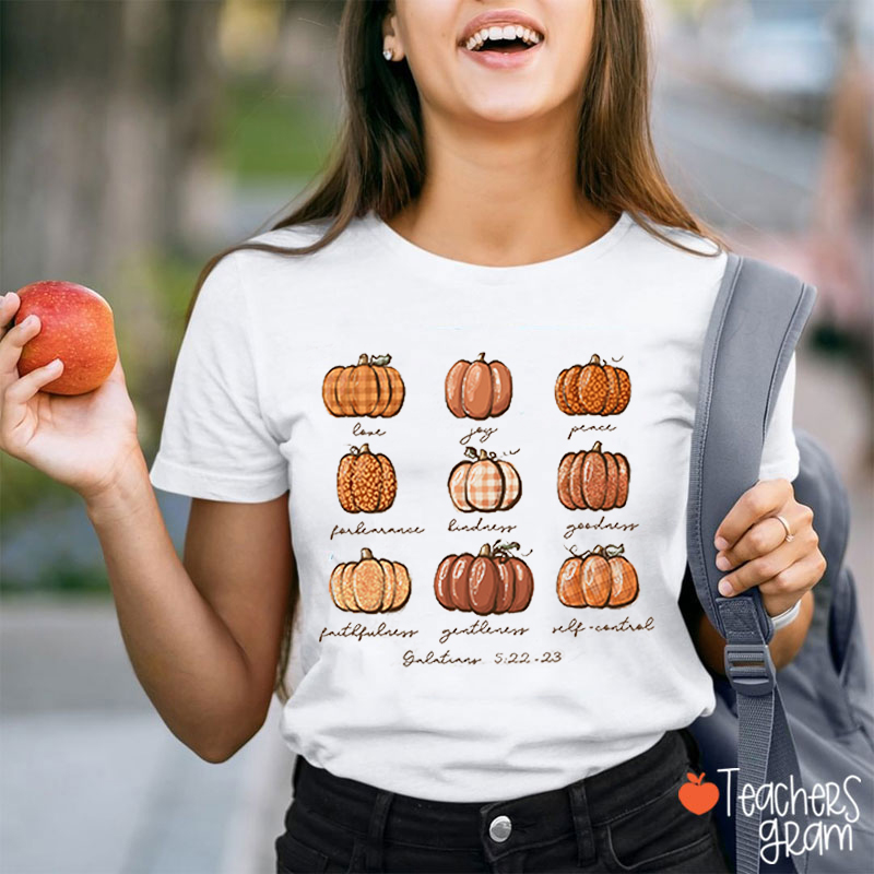 Buffalo Plaid Pumpkin Teacher T-Shirt
