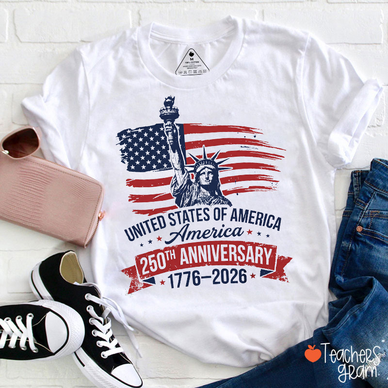 United States Of America America 250th Anniversary Teacher T-Shirt
