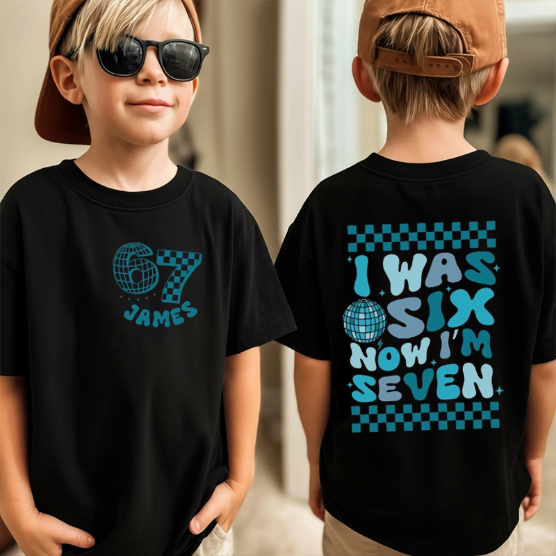 Personalized I Was 6 Now I’m 7 Checkered Class Two Sided T-Shirt