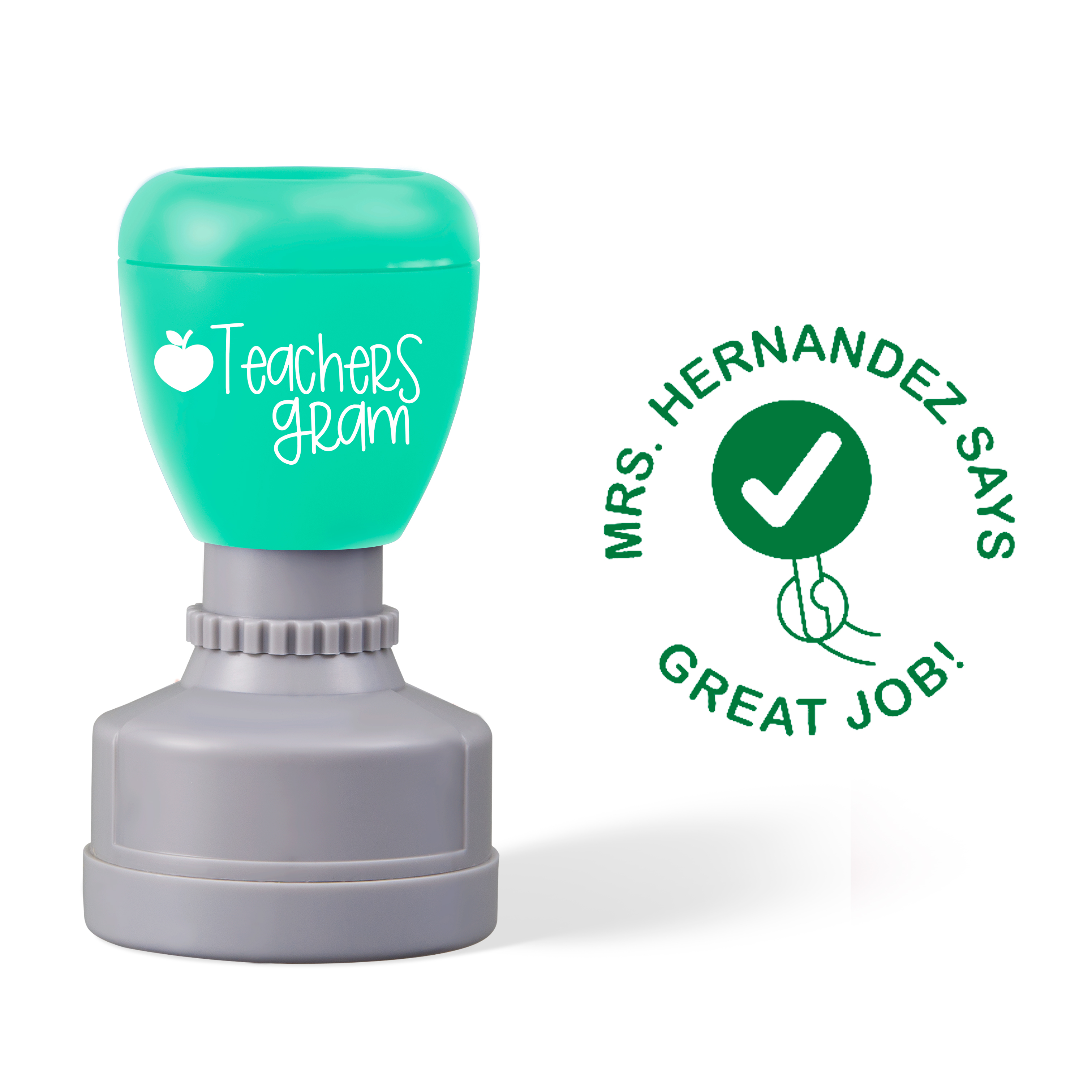 Personalized Name Great Job Checkmark Teacher Stamp