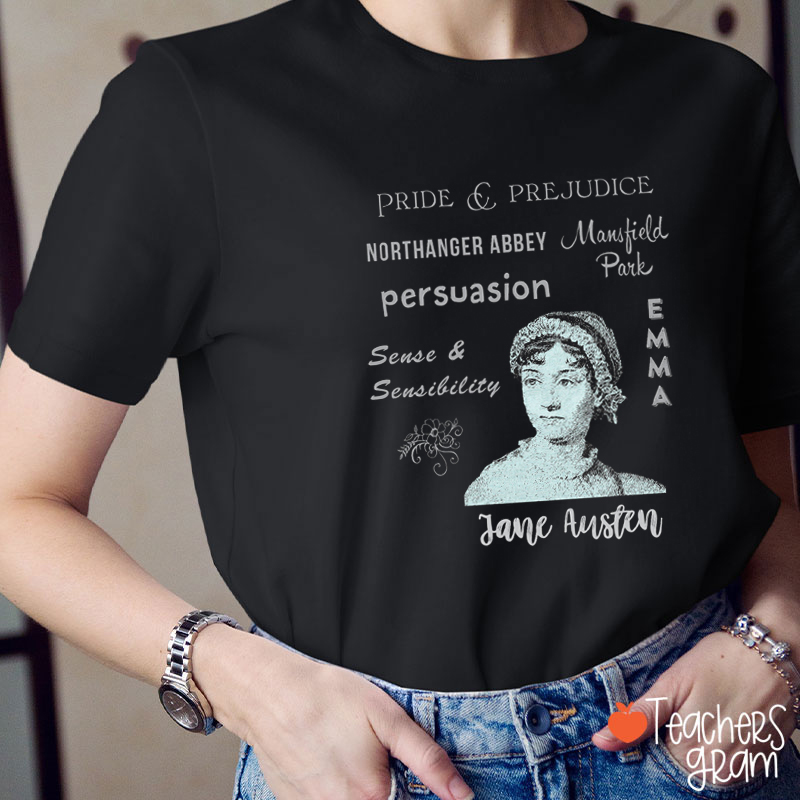 Jane Austen Famous Novels Teacher T-Shirt