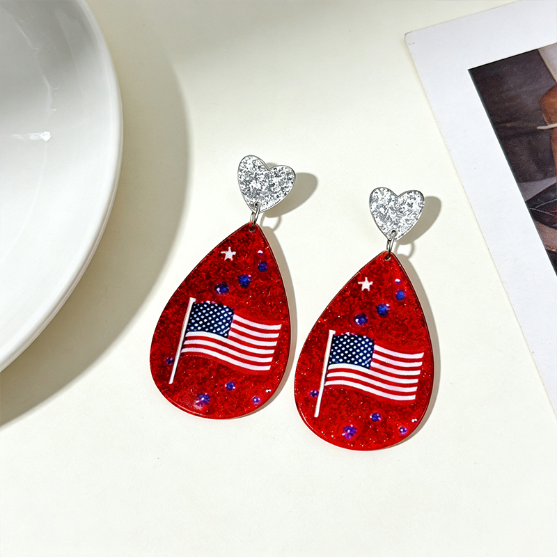 Independence Day Flag Color Teacher Acrylic Earrings