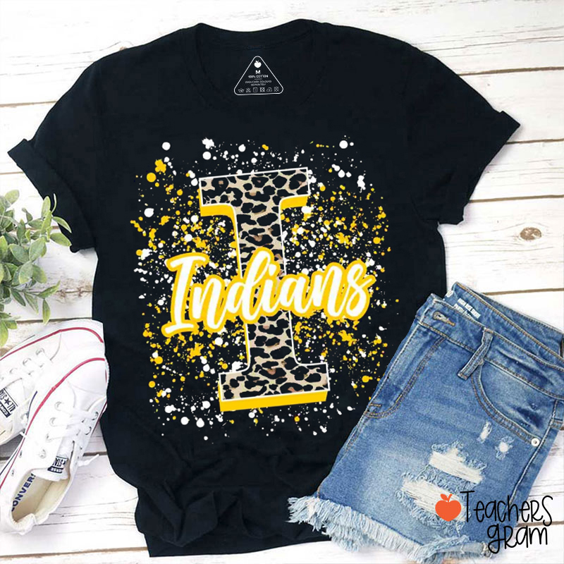 Personalized Mascot Leopard Printing Splash Teacher T-Shirt