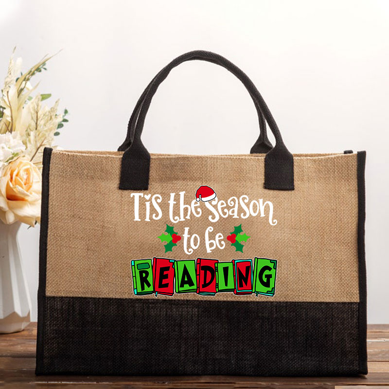 Tis The Season To Be Reading Teacher Cotton Tote Bag