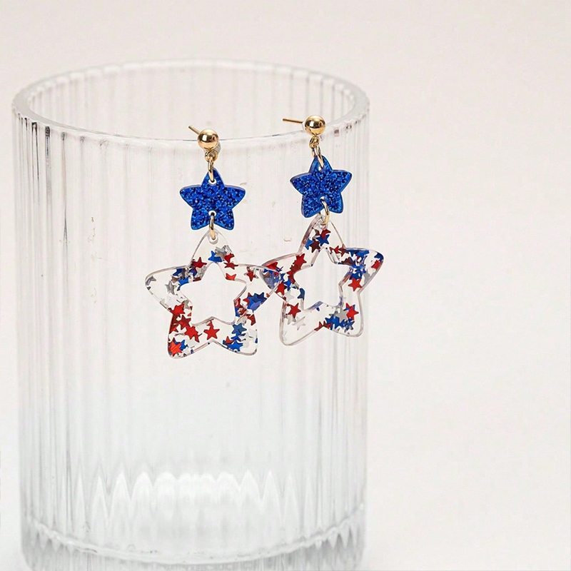 American Independence Day Star Fireworks Teacher Acrylic Earrings