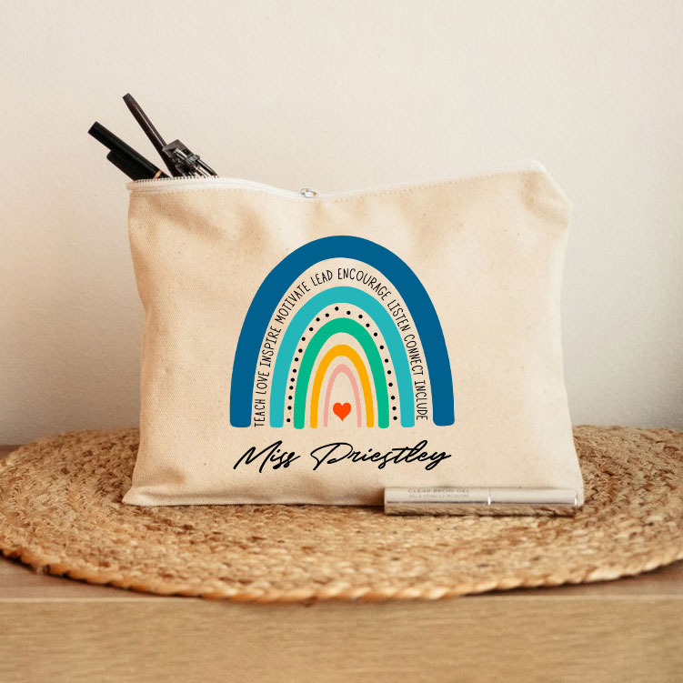 Personalized Teach Love Inspire Motivate Teacher Makeup Bag