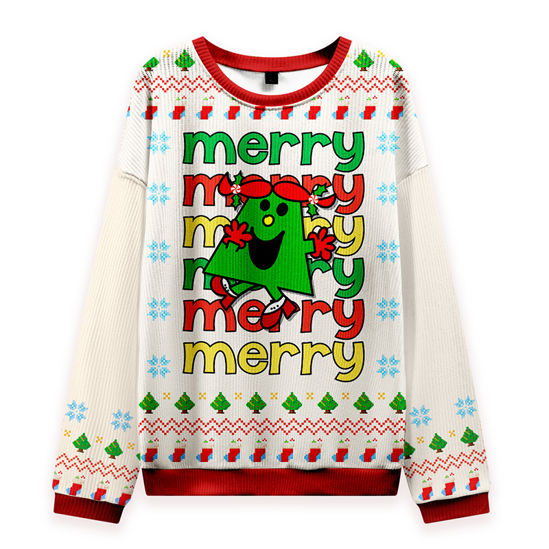 Merry Merry Merry Christmas Miss Teacher Knit Sweatshirt