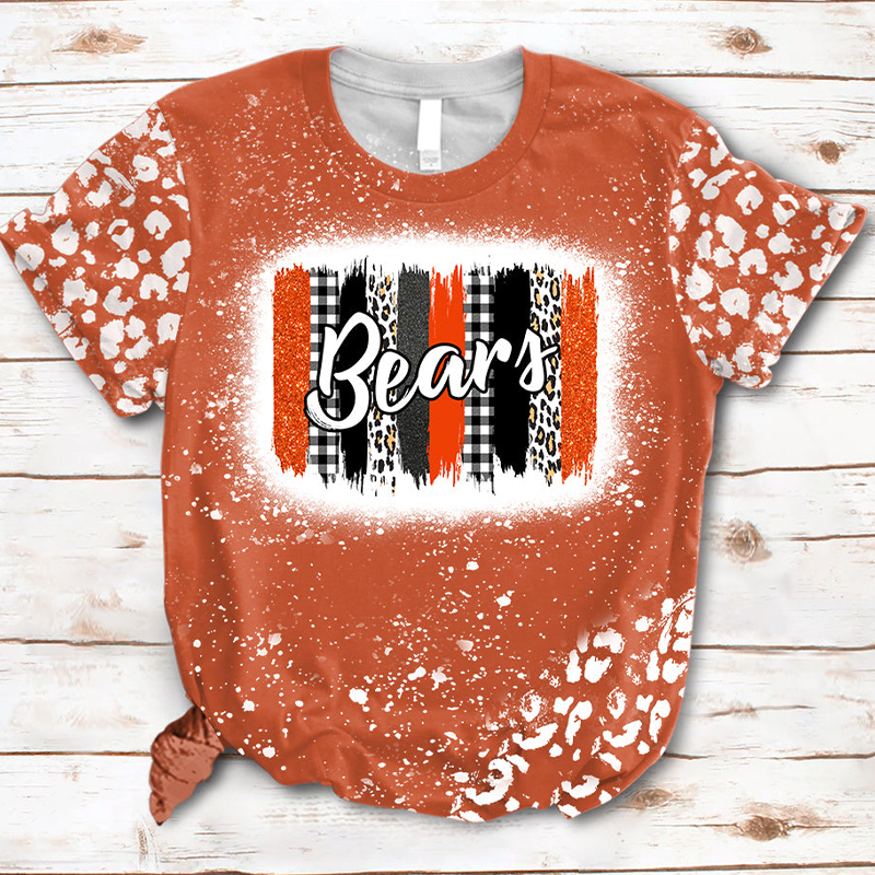 Personalized  Leopard Plaid Mascot Teacher Printed T-Shirt